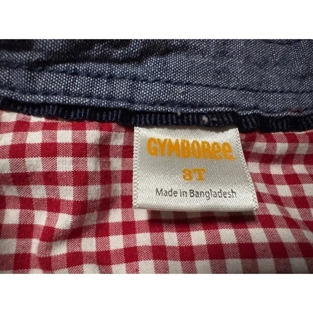 Gymboree‎ Button Down Boy 3T Red White Gingham Check Long Sleeve Shirt